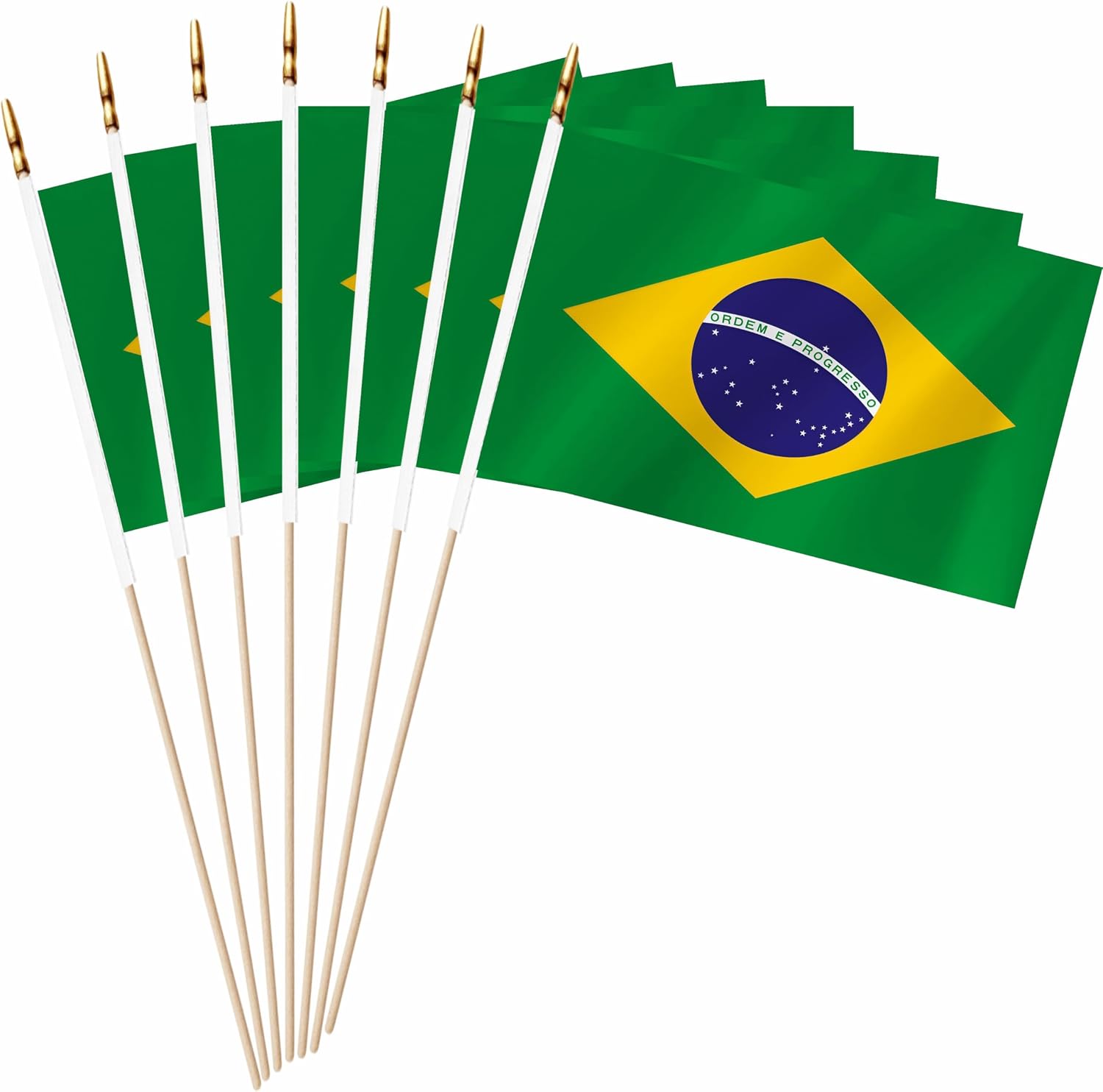 Brazil Mini Flag 5x8 Inch 20 Pack Wood Stick Handheld