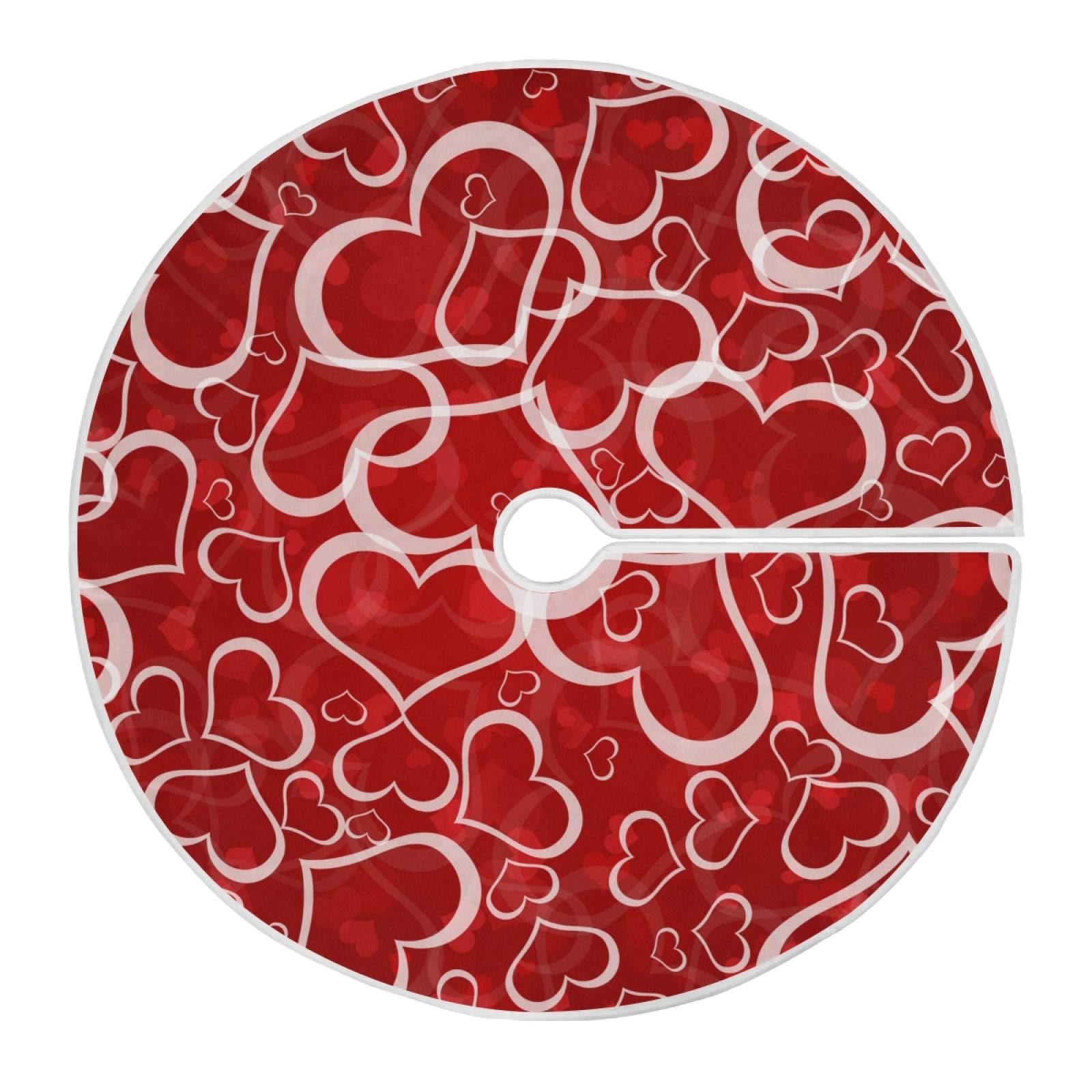 Moudou Valentine's Day Tree Skirt Love Heart Christmas Tree Skirt for Holiday Party Decoration 36 Inch