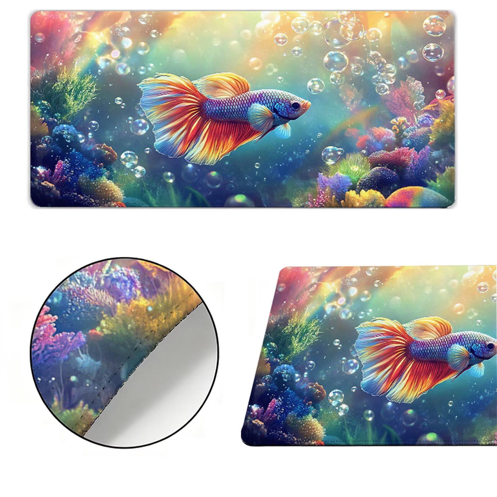Podkładka pod mysz XXL 1200x400x3mm podkładka pod mysz koi podkładka pod mysz ocean poprawia precyzję i szybkość, wodoodporne antypoślizgowe, szyte krawędzie, akcesoria do gier, komputer, prezent dla