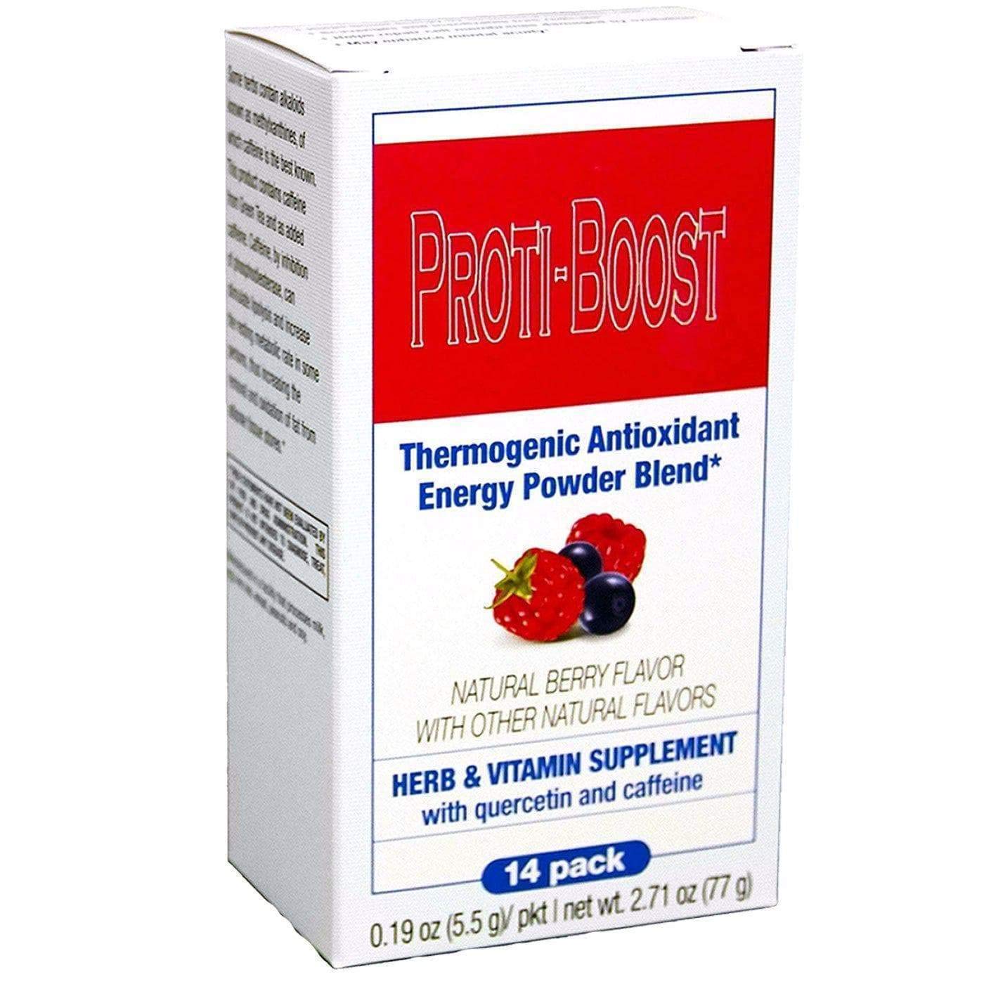 Proti-Boost Energy Boosting Drink Mix, Increases Metabolism, Sugar Free, Antioxidant, With Green Tea, Ginseng, Quercetin, Gingko Biloba, Just Add to Water, KETO Diet Friendly, Natural Berry Flavor, 14 Serving Box