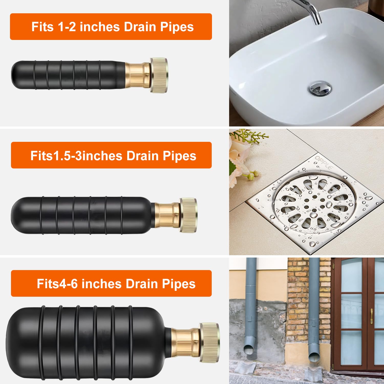 3 Déboucheur Canalisation Vésicules de Vidange pour Ampoules en Caoutchouc, Convient pour 1 à 6 Tuyaux D'égout, Résout à Nouveau Les Bouchons Tenaces Dans Lavabo, Douche, Baignoire, Tuyau de Plomberie