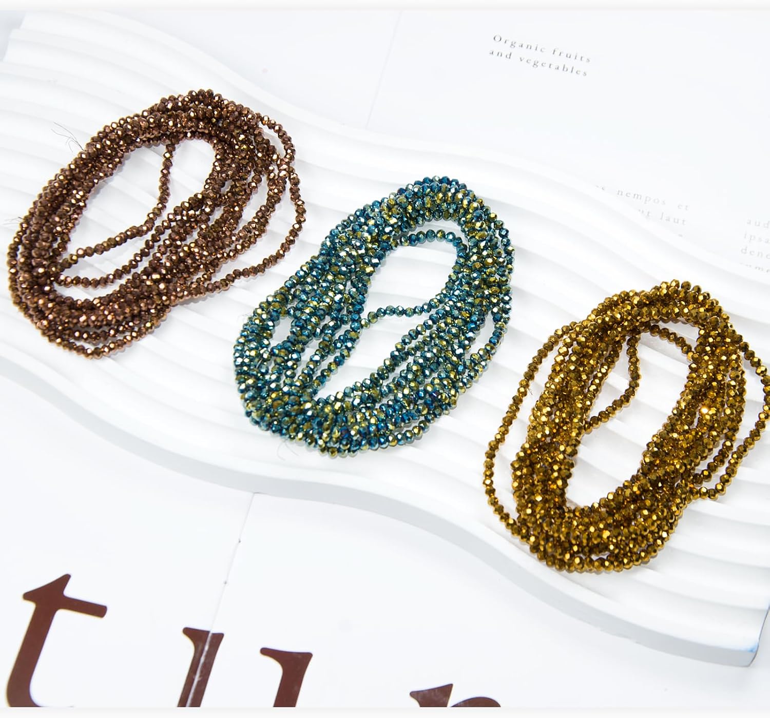 1600 Pcs Faceted Glass Beads, 10 Strands 3 mm Round Crystal Beads for DIY Jewelry Making-Lake Blue - Image 3