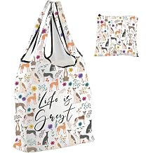 PWHAOO Greyhound Dog Lover Gift Greyhound Dog Folding Reusable Grocery Bag Greyhound Mom Shopping Bag Greyhound Owner Gift