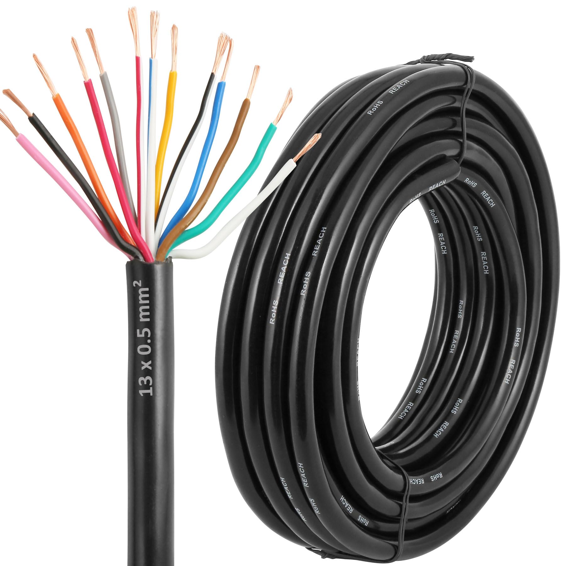 13pôles Electrique Câble 20AWG 13×0.5mm² 10Metros Extension Câble13Conducteurs Automobile Câble
