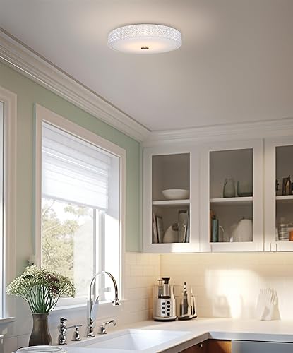 Miniatura 7 de Kira Home Maxine - Lámpara de techo moderna de 15 pulgadas, LED integrado de 20 W (equivalente a 120 W), pantalla de estilo de cristal transparente