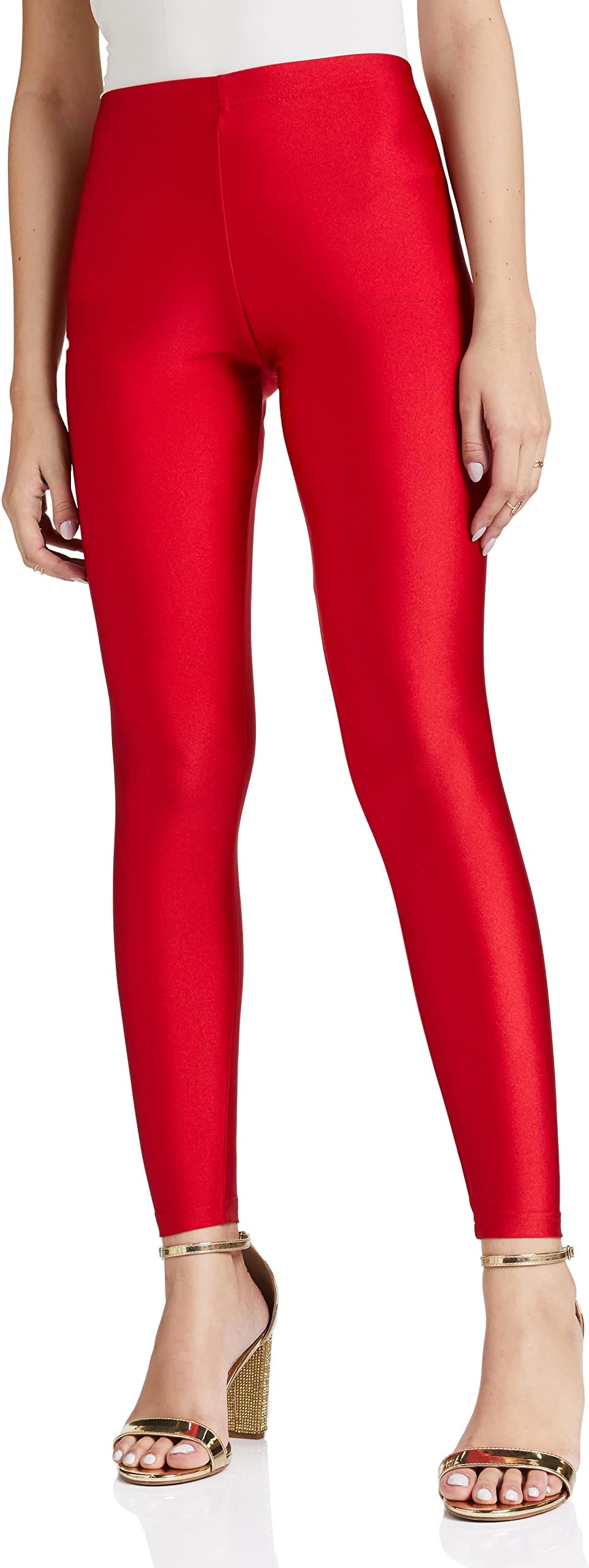 GO COLORS Women's Mid Rise Shimmer Skinny Fit Leggings