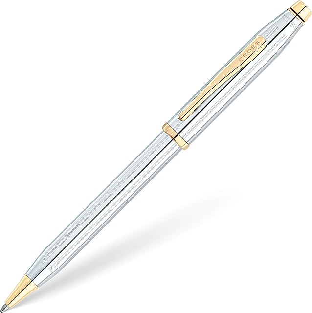 CROSS Century II Medalist  Ballpoint Pen in Chrome with 23 CT Gold-Plated Appointments incl. Premium Gift Box  Refillable Medium Ballpen