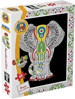 Fluffy Bear Elephant Coloring Puzzle - 60 Pieces