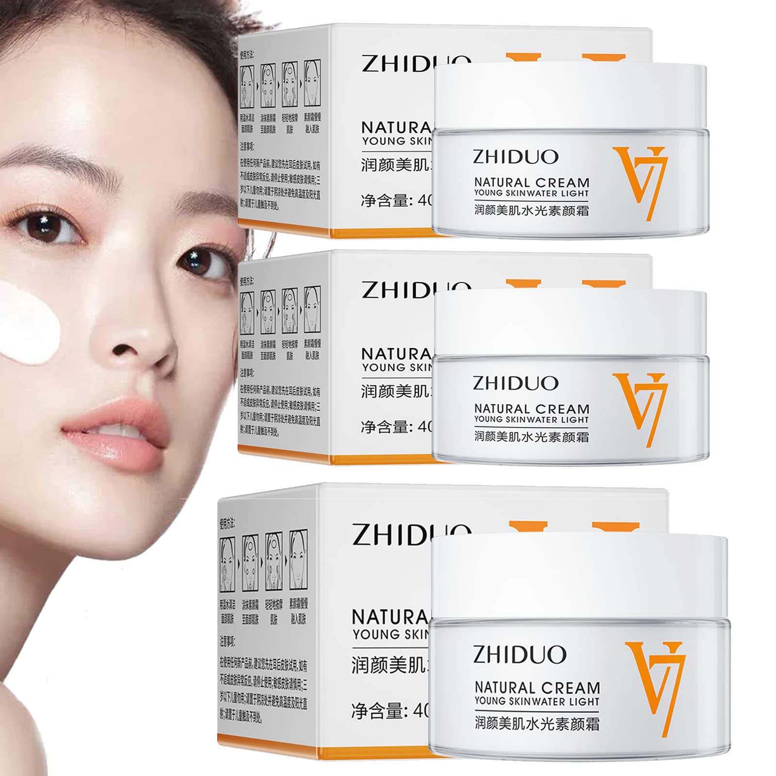 𝐙𝐡𝐢𝐝𝐨𝐮 Cream, 𝐙𝐡𝐢𝐝𝐨𝐮 Natural Cream Young Skin Water Light, Korean Moisturizing Tone-Up Cream, Moisturizing Tone-Up Cream, Face Cream for All Skin Type(3 pcs)