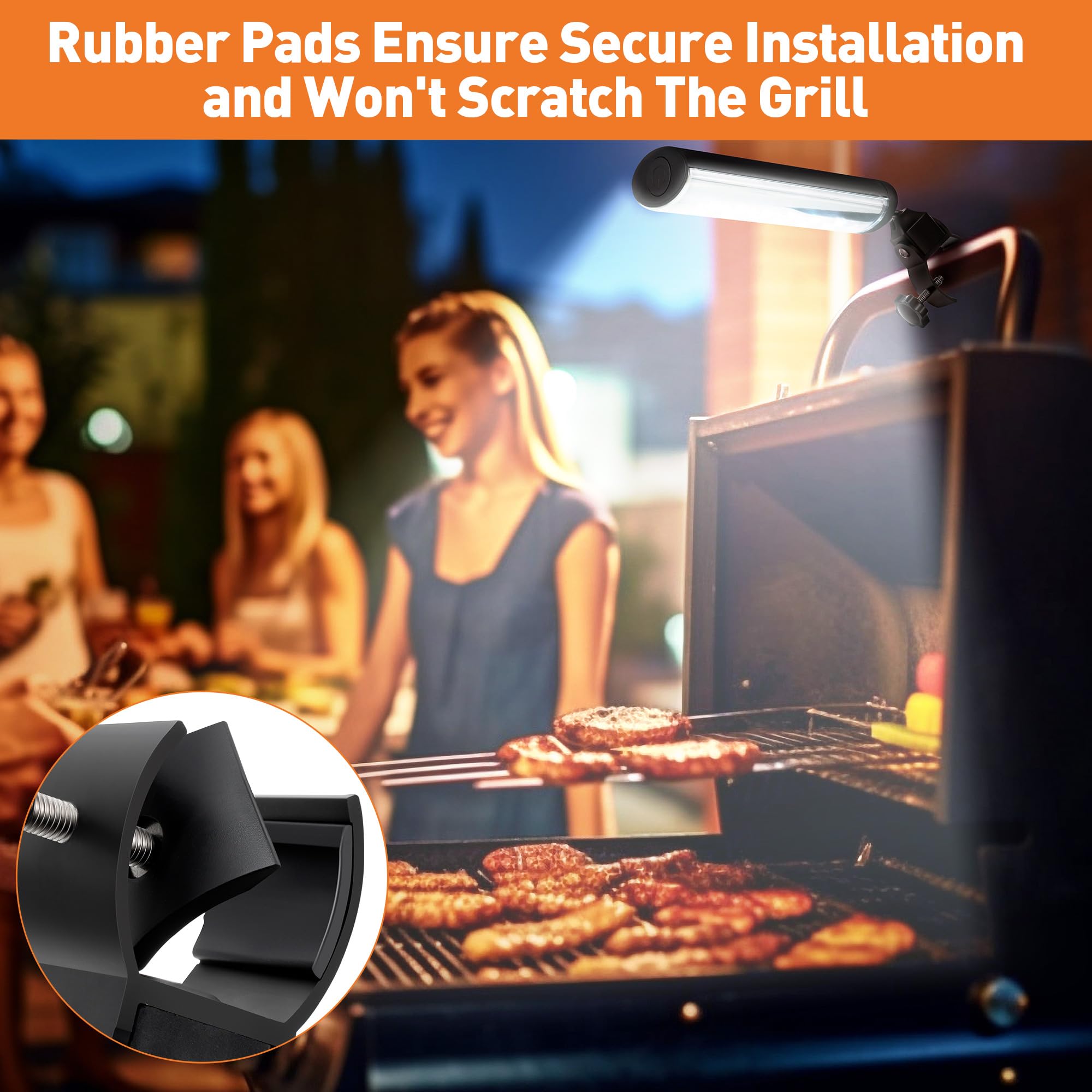 Paquete de 1 luz para parrilla de barbacoa compatible con parrilla Blackstone para parrilla al aire libre, regalos para hombres, papá, marido, luces de barbacoa a pilas con abrazadera ajustable 3