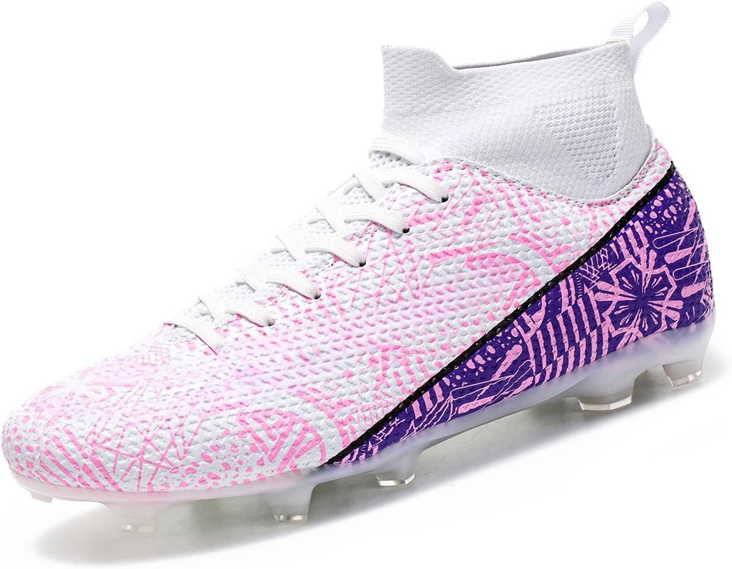 Soccer Cleats for Mens Womens Turf Soccer Shoes Indoor Footall Cleats High Ankle TF AG FG Football Boots Wide Training Sneaker