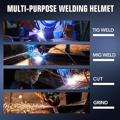 Miniatura 8 de Casco de soldadura de oscurecimiento automático, máscara de soldadura de visión grande, color verdadero, campana de soldadura con 4 sensores de arco