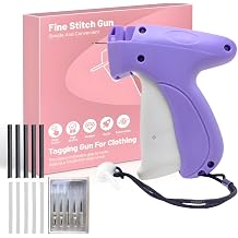Stitch Gun for Clothes,Mini Quick Stitch Sewing Gun -Clothing Tag Gun 6 Needles,500 Black & 500 White FastenersPurple