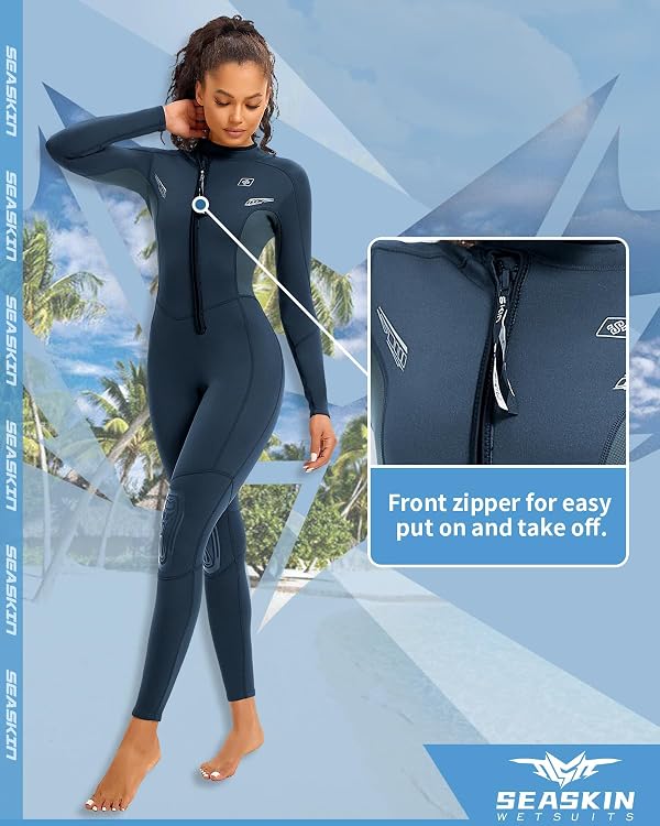 Seaskin Wetsuits for Womens 2mm Front Zip Full Body Diving Suits by Seaskin - Image 3