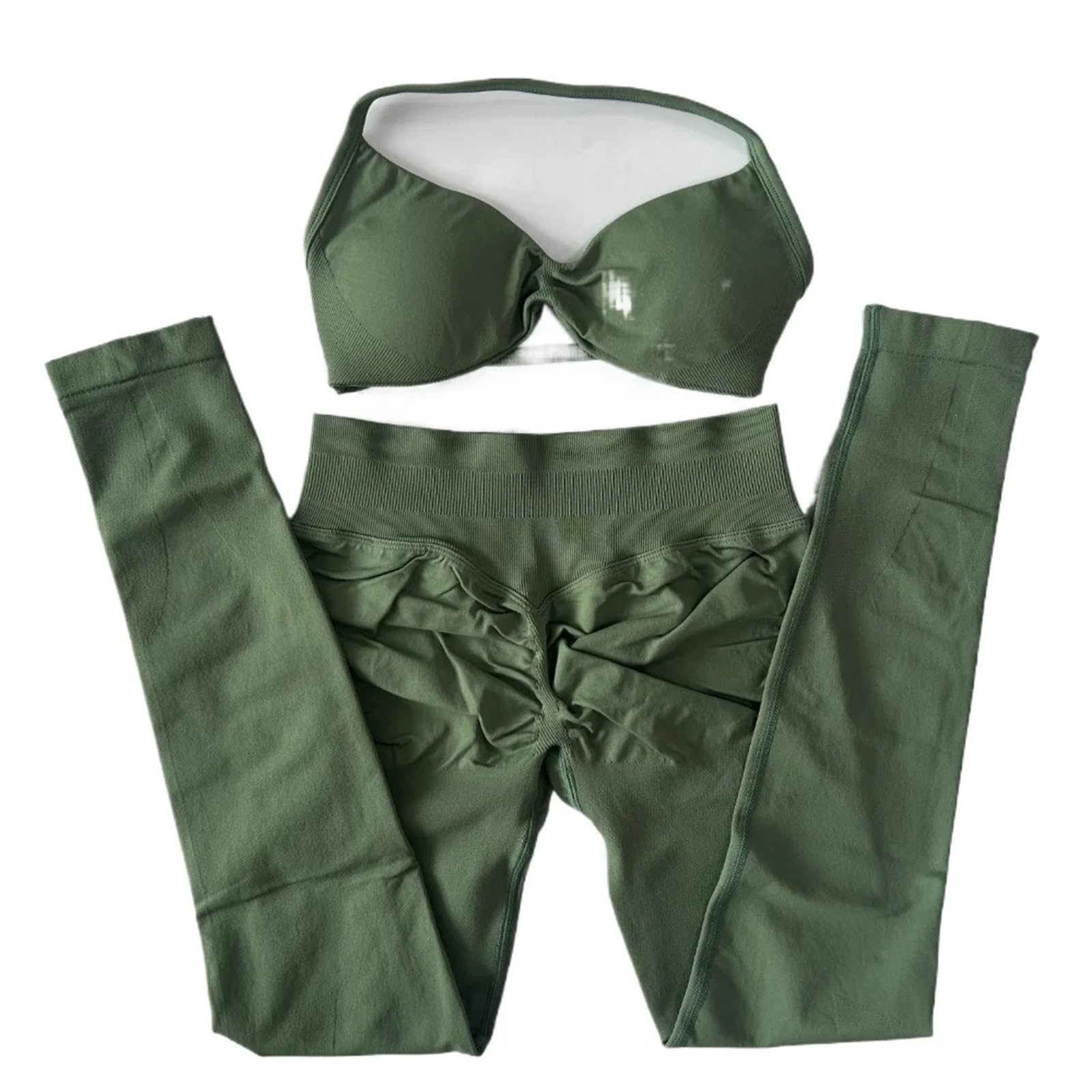 Sport Set Damen 2-teiliges Set mit Riemchen-Yoga-BH, Sport-Top, Workout-Leggings-Set, nahtloses Fitnessstudio-Set, Fitness-Kleidung, Outfit(Color 20,L)