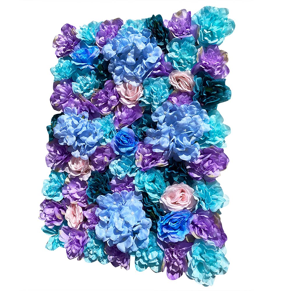 Parete di fiori artificiali per giardino, matrimonio, decorazione viola, 60 x 40 cm