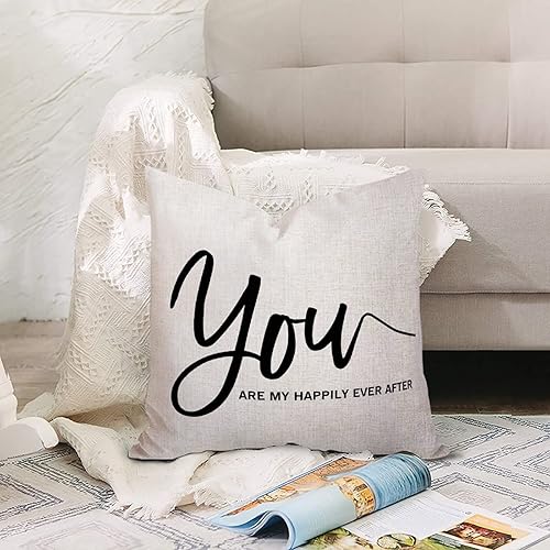 Miniatura 3 de You are My Happily Ever After Quotes - Fundas de almohada decorativas de 24 x 24 pulgadas, funda de almohada de algodón y lino, divertida funda de