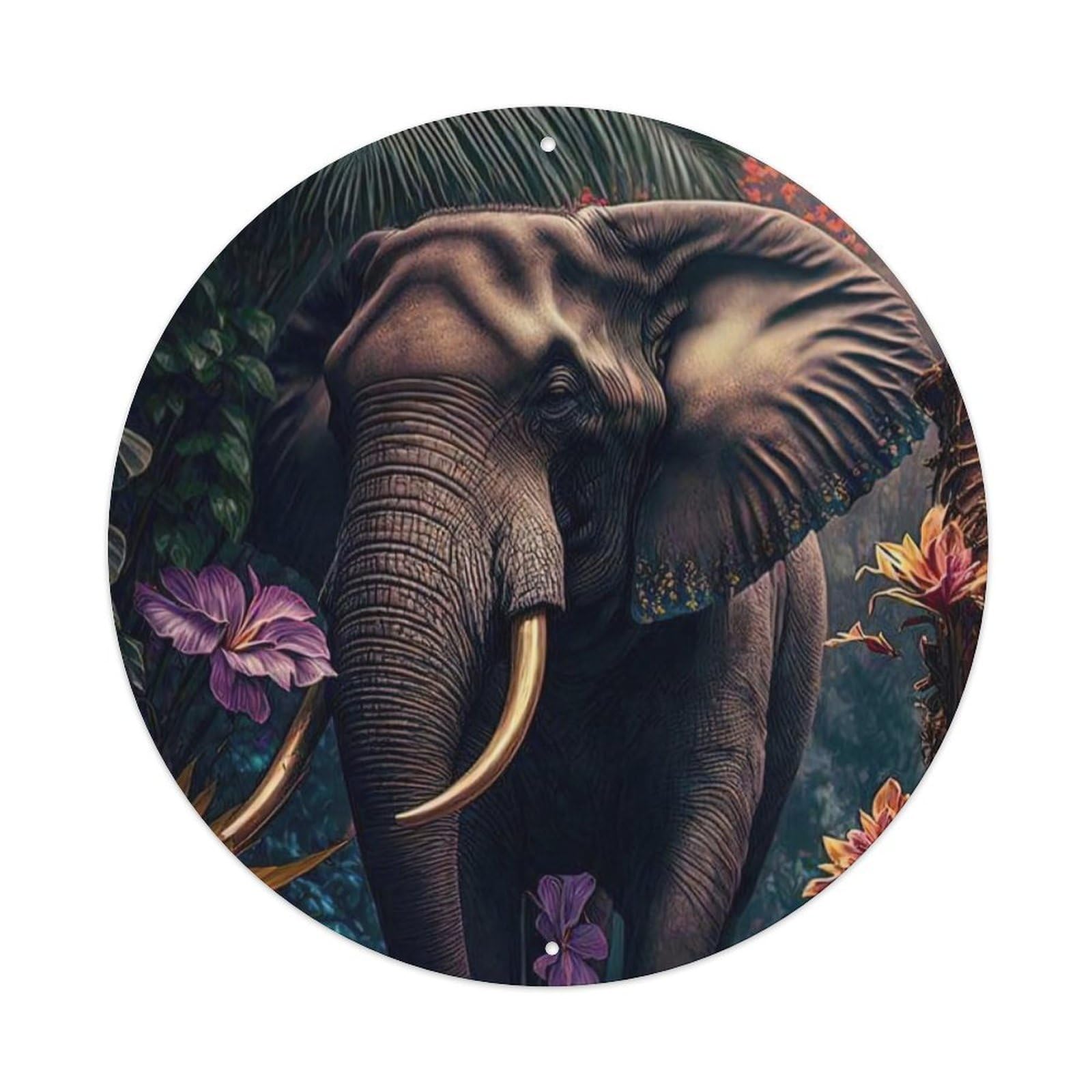 Animal Elephant in The Forest Vintage Metal Tin Sign Plaque Wall Decor for Cafe, Club Bar, Office, Garden Metal Poster 8x8Inch