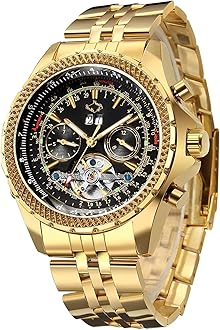 Gute Classic Multi Functional Automatic Mechanical Watch Luminous Tachymetre Big Face Calendar Watch with Month/Day/Date