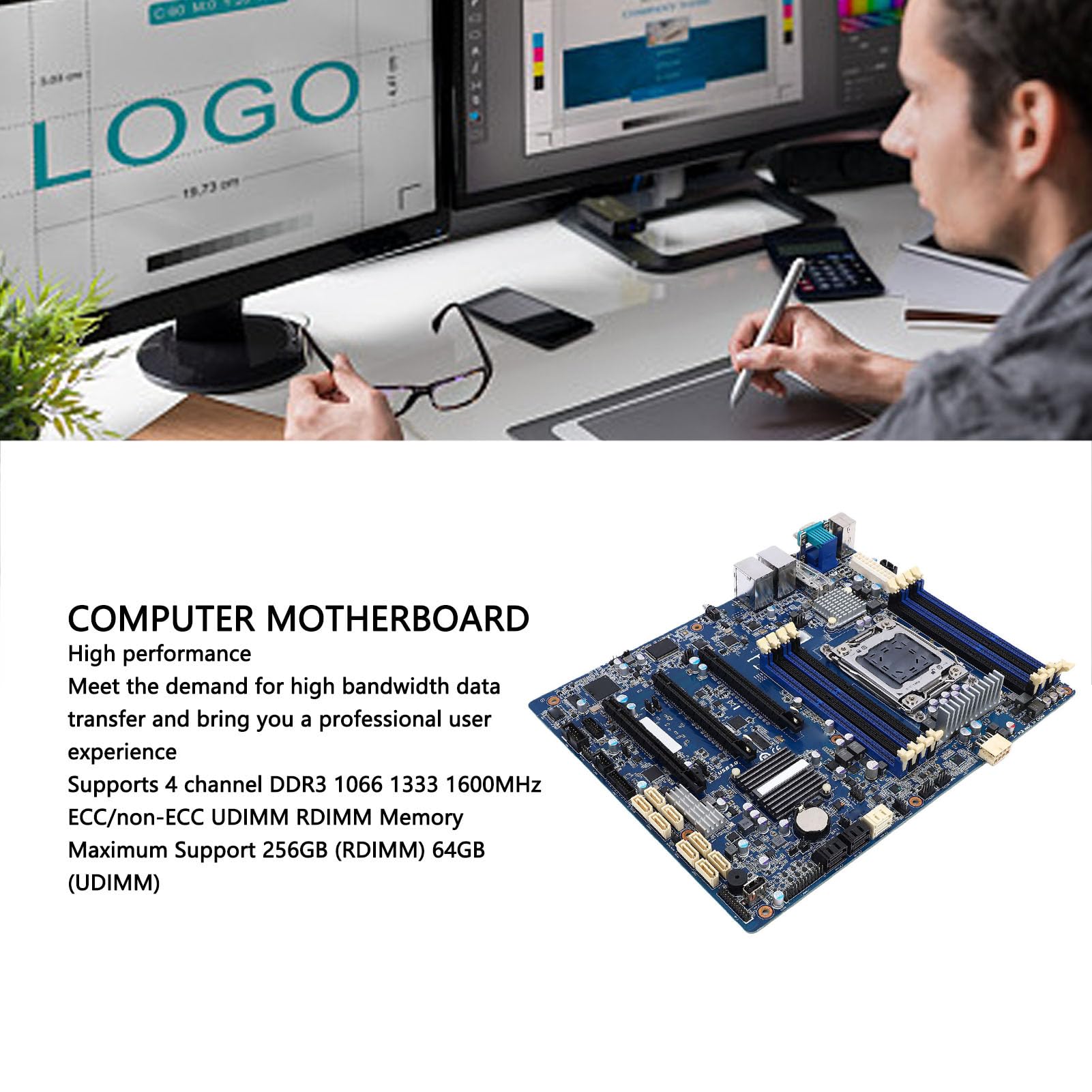 Płyta Główna LGA 2011, Obsługa Procesorów E5 1600 z Serii 2600 z obsługą 10GbE SFP + Portem światłowodowym i 14 Dyskami, do Stacji Roboczych
