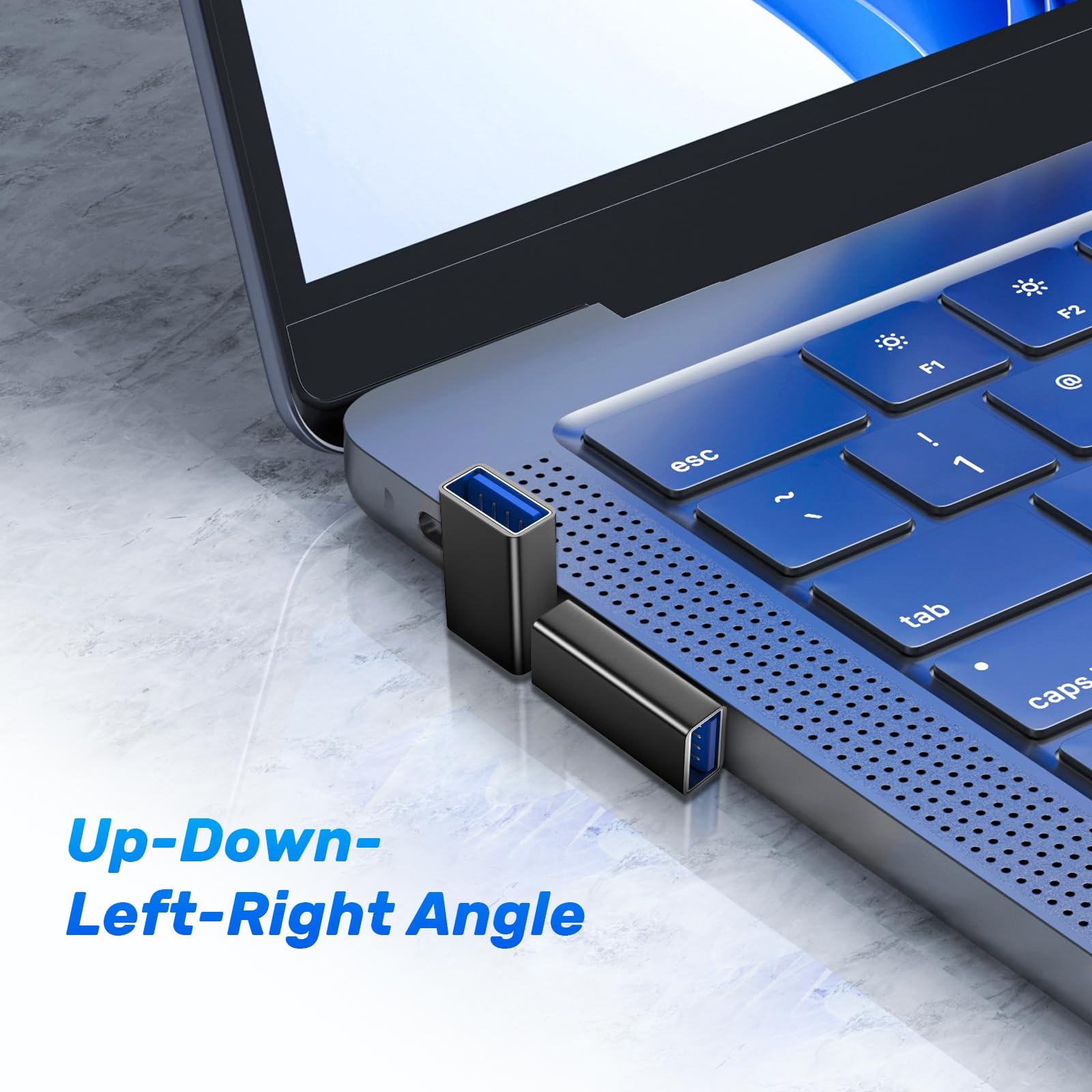 USB 90 Grad Winkelstecker, 4 Stück Adapter mit USB3.0, für Datenübertragung Kompatibel mit PC, Laptop, Powerbank und die meisten USB-Geräte