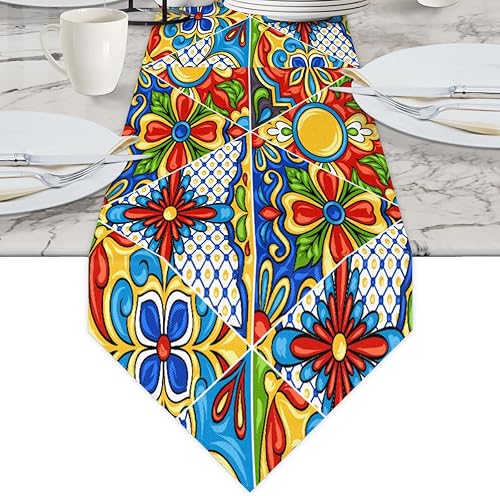 Miniatura 1 de Bardic Camino de mesa de lino con diamantes, ligero, suave, moderno, elegante, decoración de camino de mesa de cocina, camino de mesa de cocina,