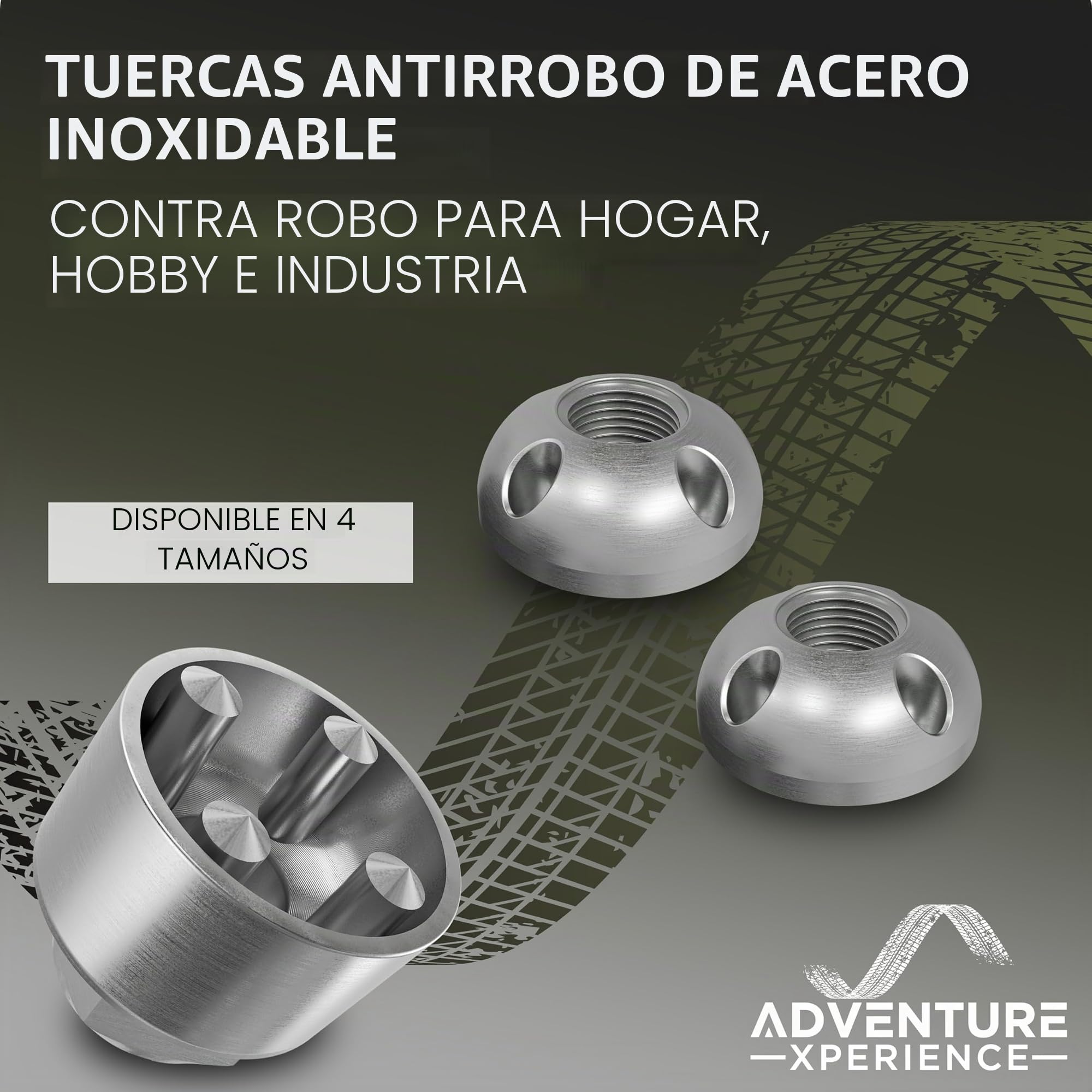 Tuercas antirrobo de acero inoxidable M6, M8, M10, M12, V2A, tuercas de seguridad V2A, 4 orificios (4 tuercas, 1 tuerca, M10)