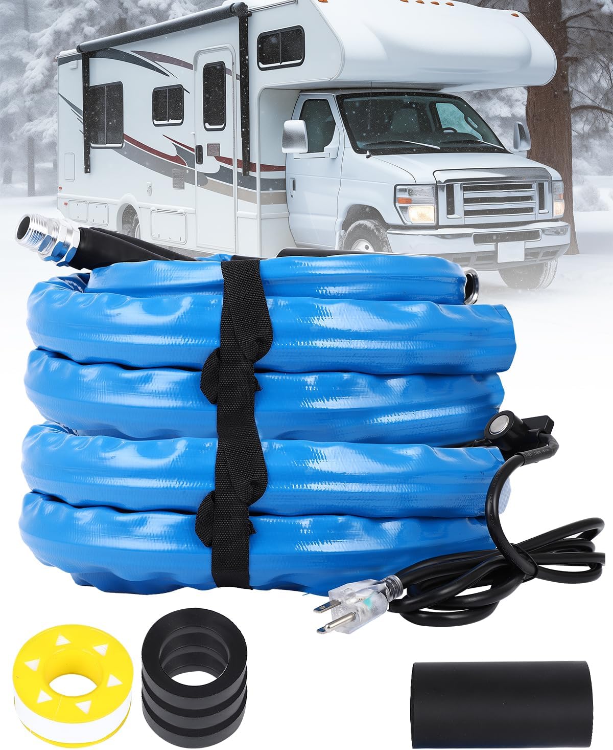 MIROZO Heated Water Hose 15FT for RV,-40 ℉ Freeze Protection Heated Drinking Water Hose with Energy-Saving Thermostat,for RV,Garden,Home,Camper