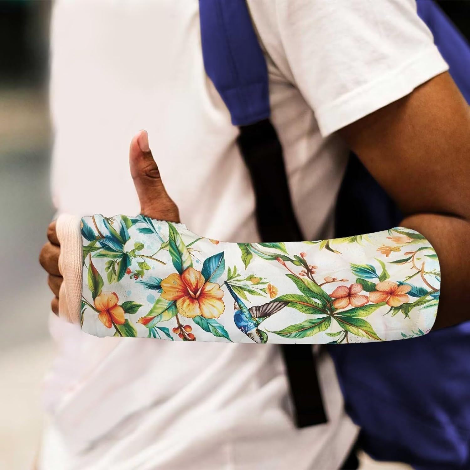 Tropical Flowers Arm Cast Cover Reusable Bandage Protector Arm Skin Protective Breathable & Washable Cast and Bandage Covers Protector