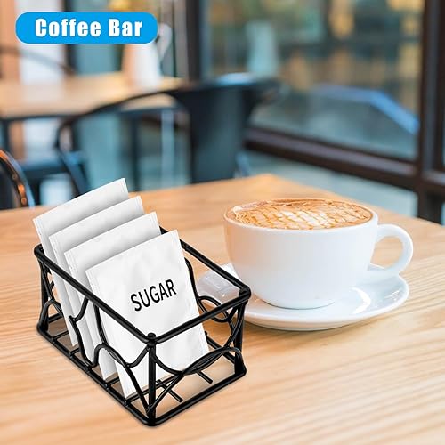 Miniatura 5 de DLUGOPIS 2 unidades de metal negro para bolsas de té, organizador de bolsas de azúcar, contenedor de azúcar pequeño, soporte para crema de café,