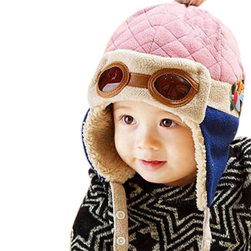 TMEOGToddlers Cool Baby Boy Girl Kids Infant Winter Pilot Aviator Warm Cap Hat Beanie Earflap Hats 6-36 Months