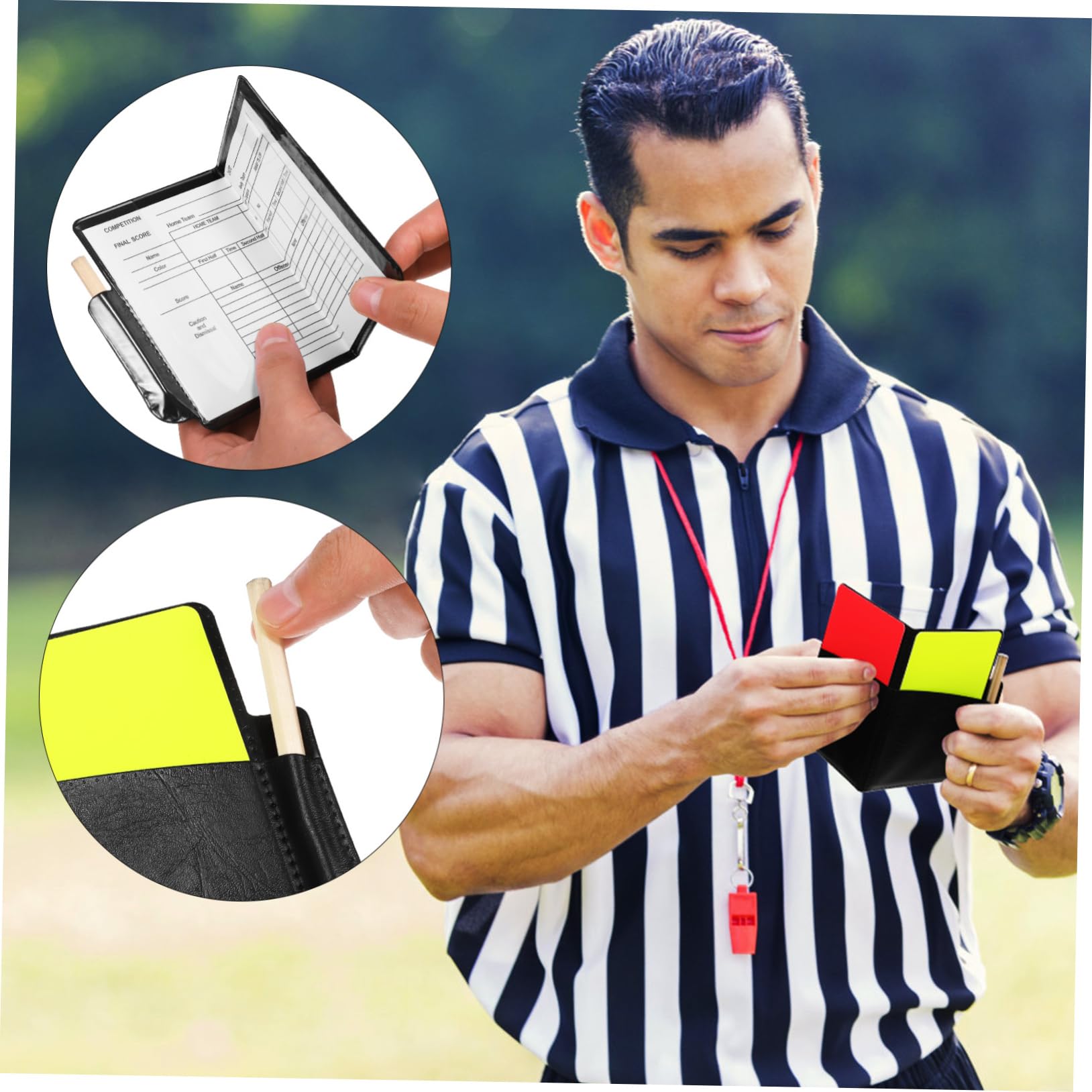 KICHOUSE Referee Kit for Soccer 2 Pack Yellow Red Cards Score Sheet Pencil Portable Wallet Complete Set