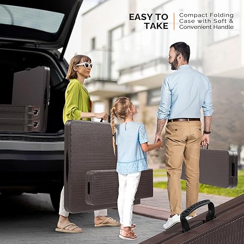 Miniatura 26 de VINGLI Juego de mesa de picnic con 2 bancos, juego de sillas de mesa de campamento de 6 pies, muebles plegables de 3 piezas para uso en interiores