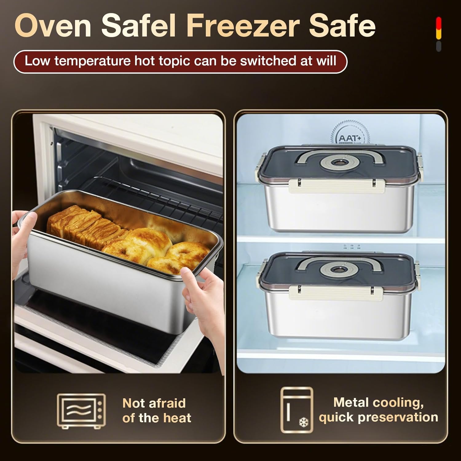 Stainless Steel Bread Box with Handle - a sealed bread storage container featuring a sealed lid and a handle, suitable for time-recording storage. This bread box is ideal for preserving kitchen food - Image 4