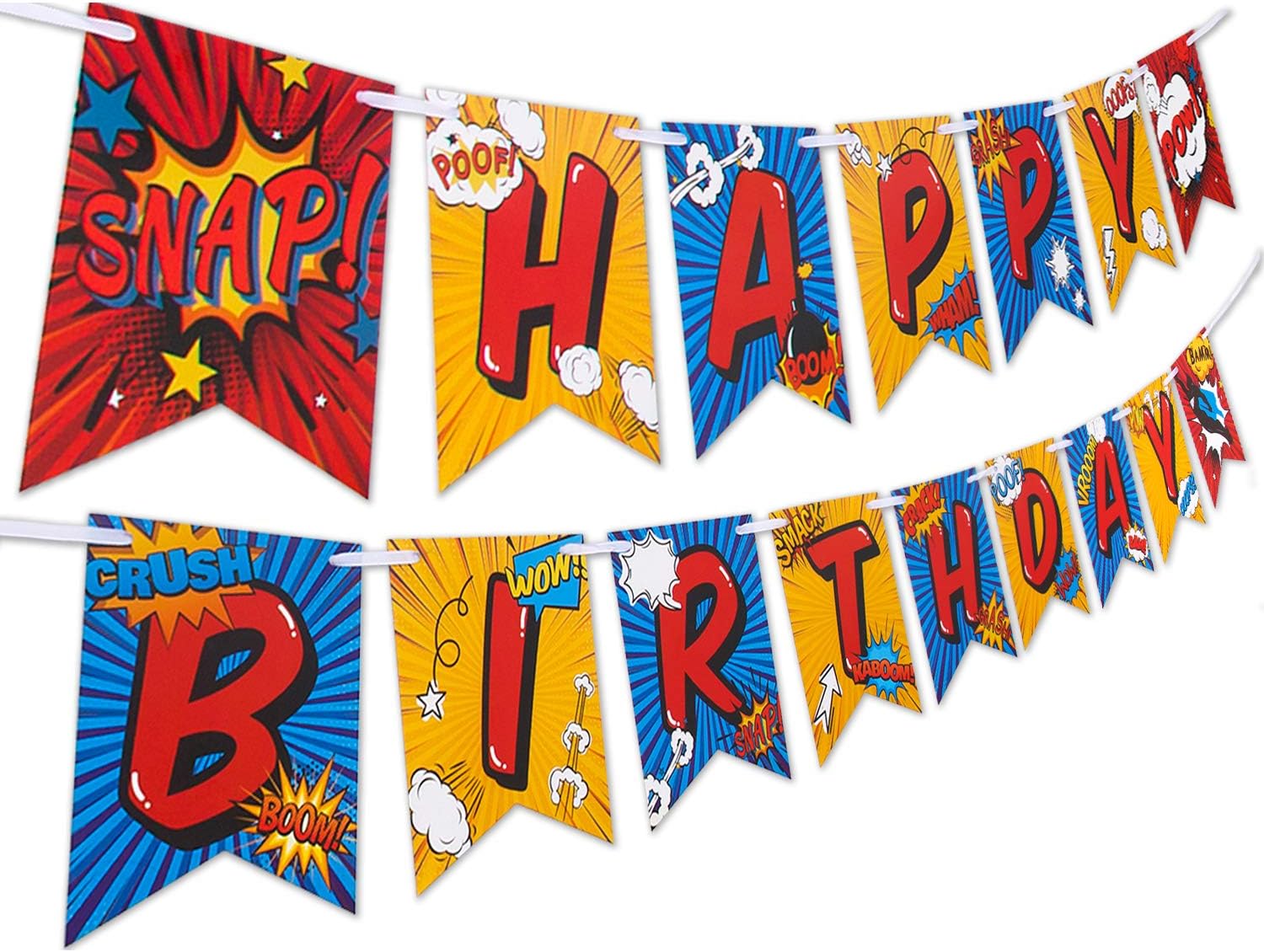 Superhero Birthday Party Supplies Banner by Aliza | Baby Boy Toddler Kids Birthday Super Hero Decorations – Huge 8-foot Superhero Garland Decor – The Perfect Decoration for your Party