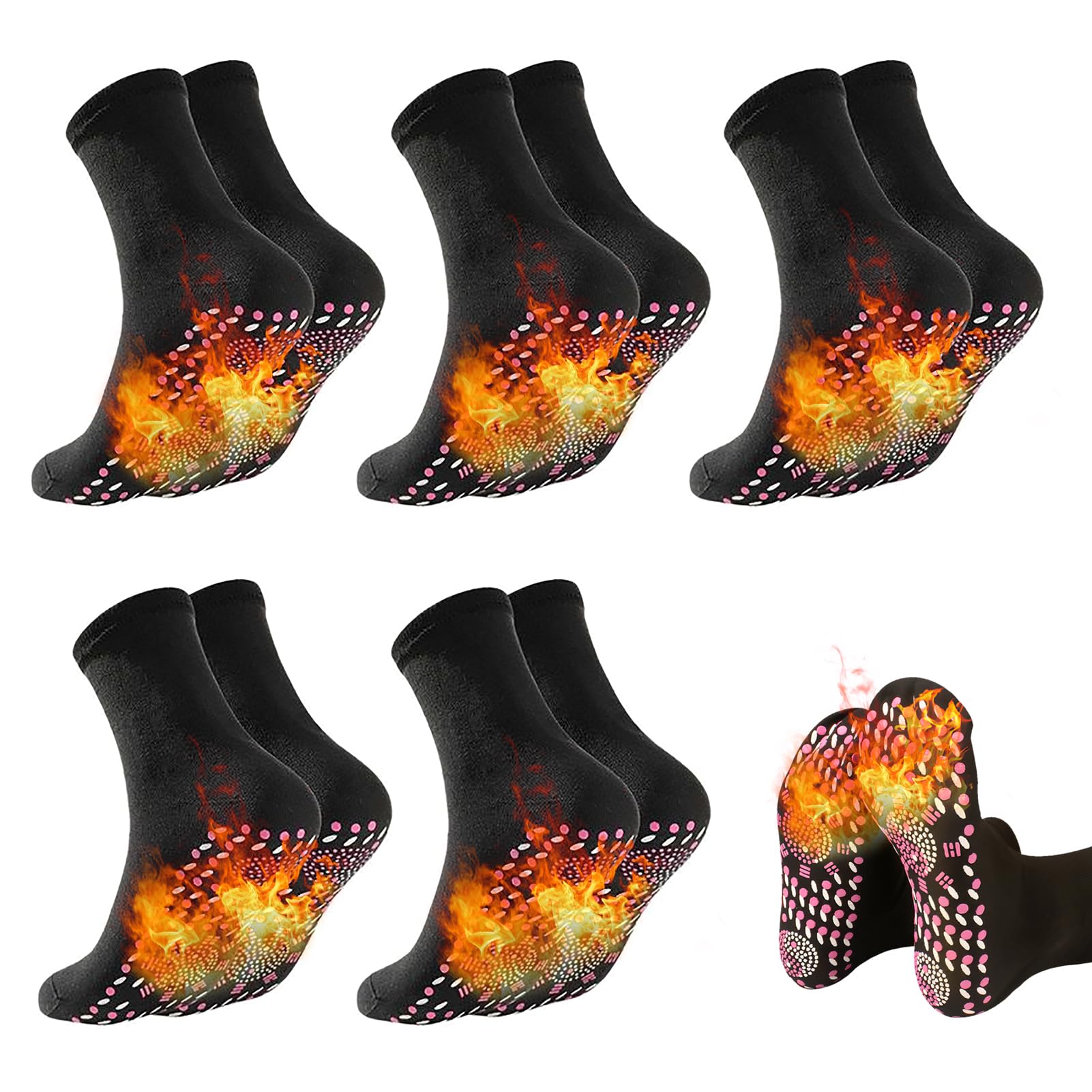 Chaussettes Chauffantes 5 Paires Ownkim - Auto-chauffantes Pour Homme Et Femme - Hiver, Sport, Randonnée - Lavage Main