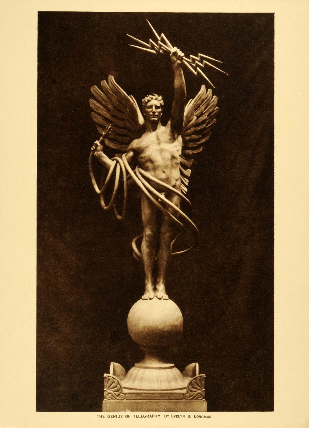 1919 Photogravure Evelyn B. Longman Genius of Telegraphy