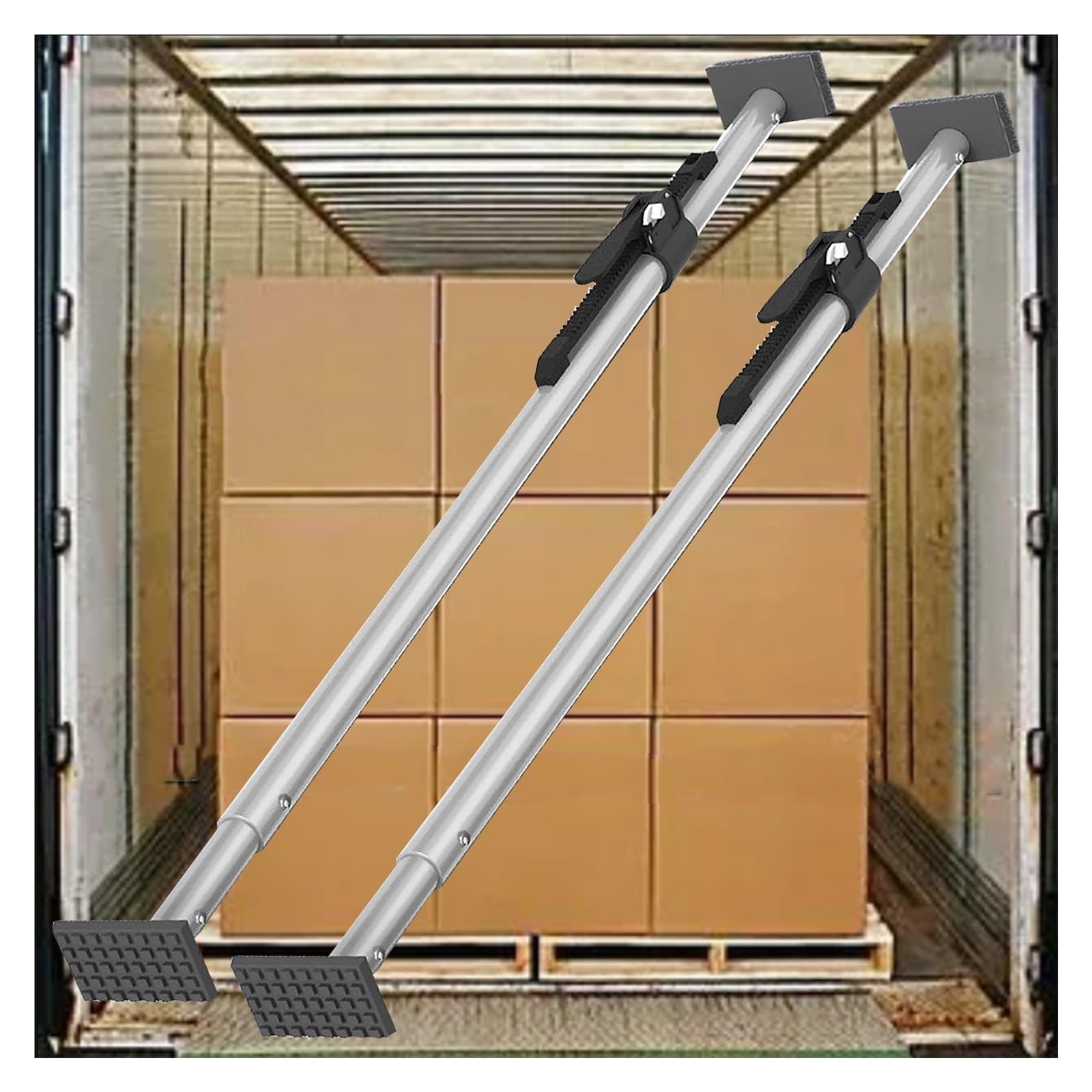 QIYFOZ Ratcheting Cargo Bar，，Adjustable Cargo Stabilizer Bar for Compact Trucks, Retractable Trailer Support, Anti-Slip Load Bar for Box Trucks, Aluminum Pickup Truck Bed Divide