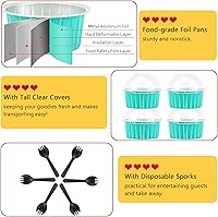 Vista 4 de Moldes para Cupcakes con Tapas de Cúpula Paquete de 100, LNYZQUS Mini Moldes de Aluminio de 5oz para Hornear Tazas para Muffins, Ramekins Azul Cian