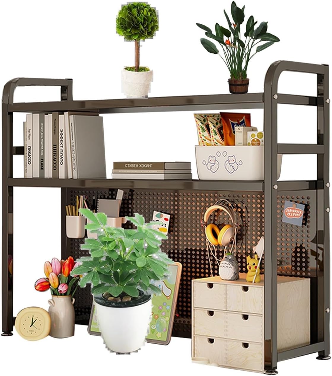 Amazon.com: 2 Tier Desktop Bookcase Independent Bookshelf Countertop ...