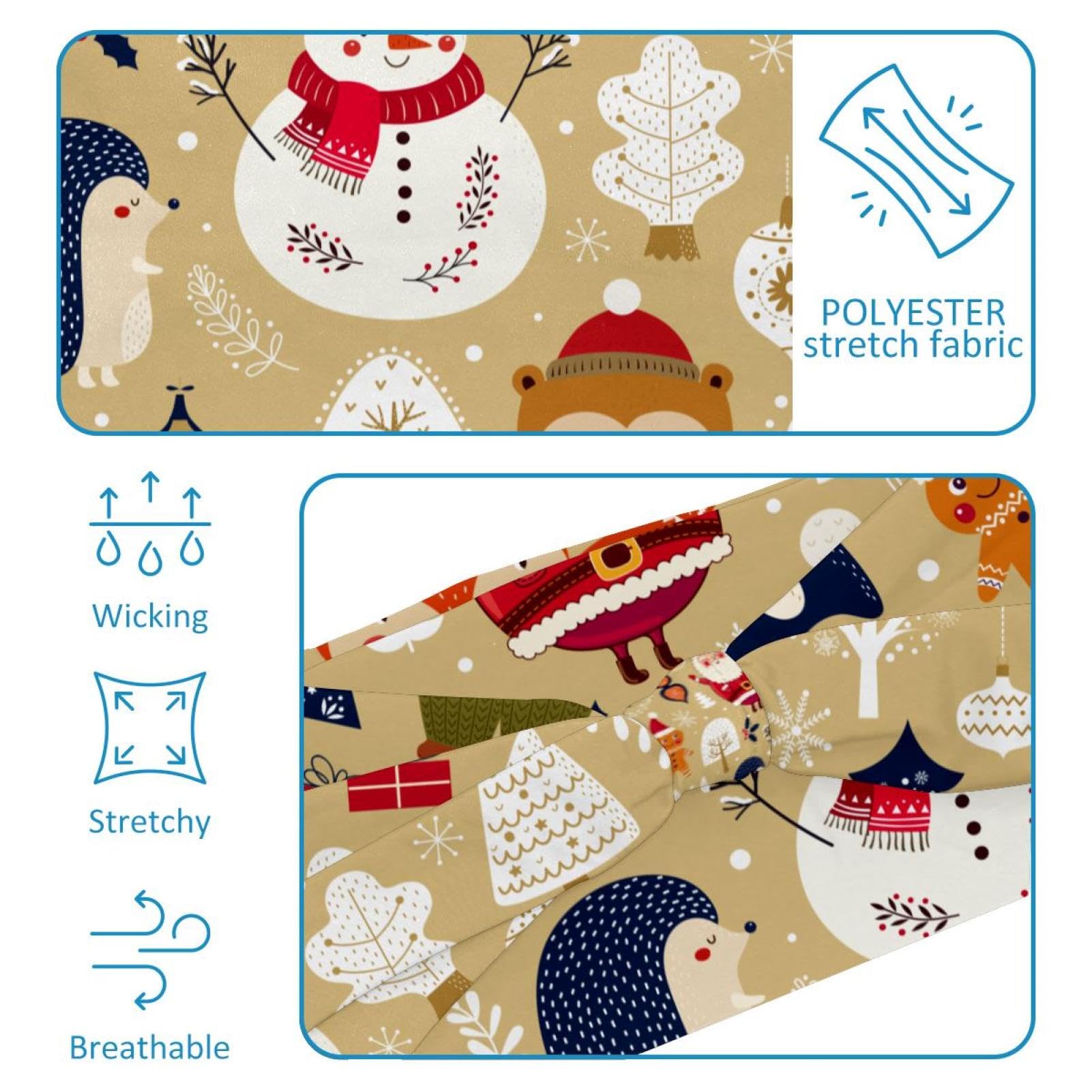 Lot de 6 bandeaux élastiques à motif de flamant rose avec chapeau de Noël antidérapants pour femmes, idéal pour le yoga, la sueur, le sport, l'entraînement