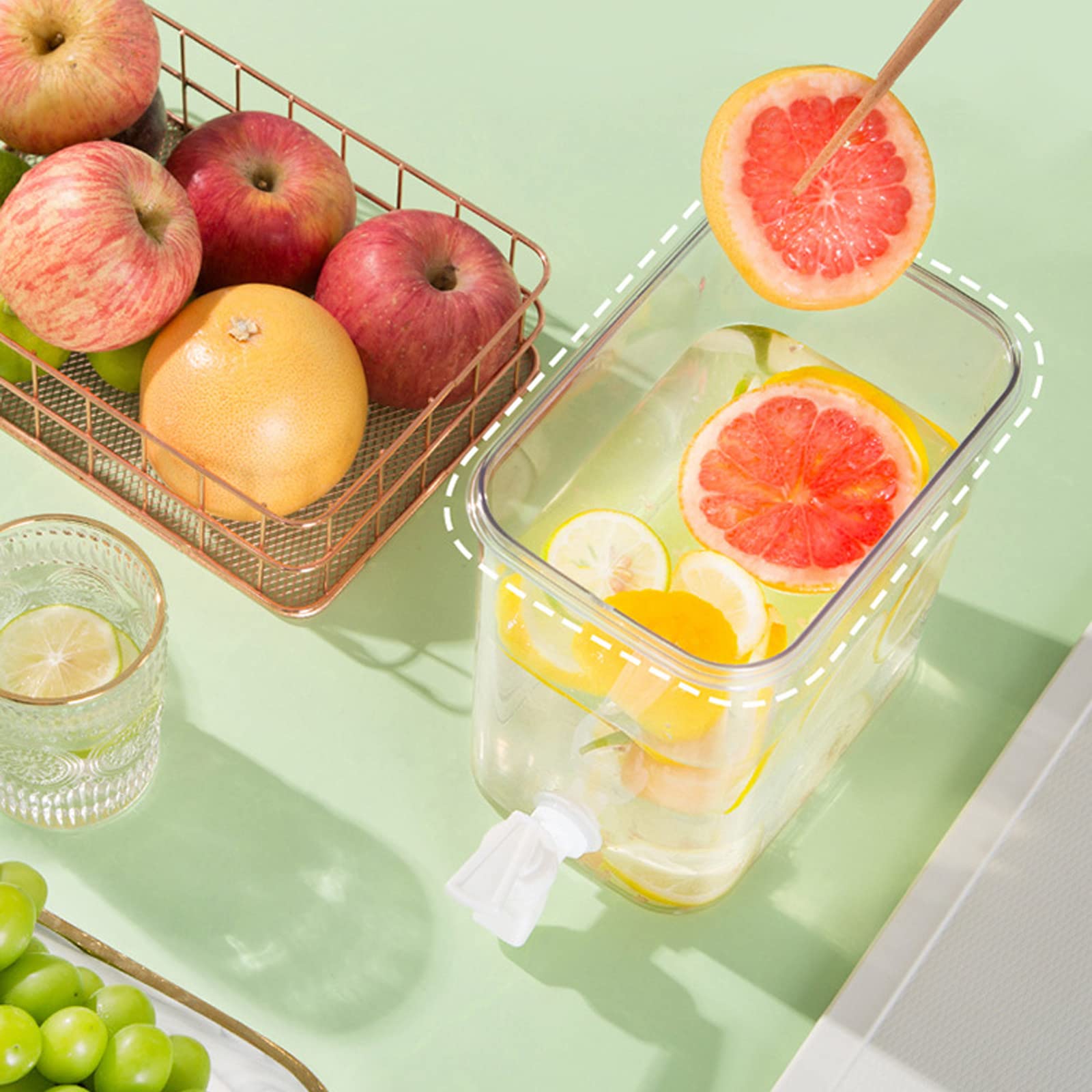Distributeur D'Eau Réfrigérateur 4.5L Verre - Récipient Boissons Avec Robinet, Chargement Bas, Support Surélevé