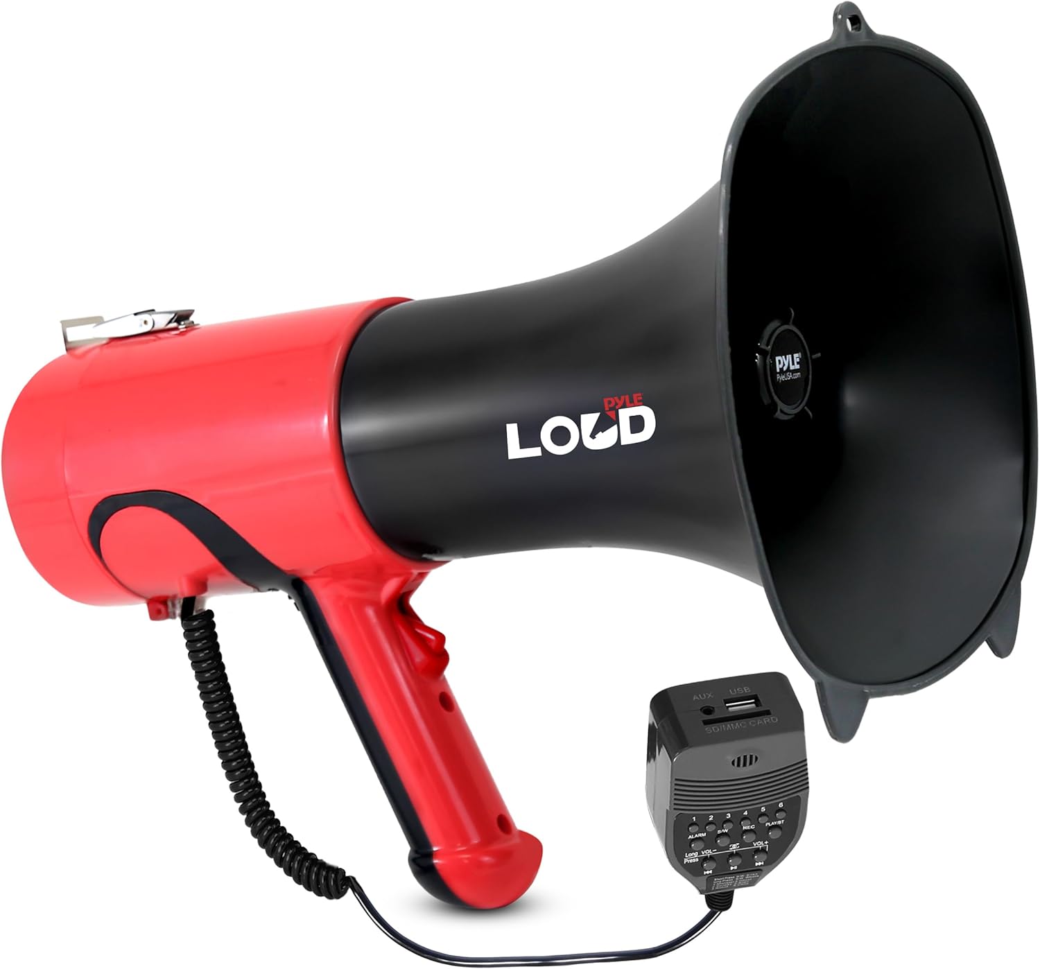 Pyle Portable Megaphone Bullhorn - Bluetooth Compatible PA Speaker with Built-in Voice Changer, 1500 Yard Range, Siren, 100W Adjustable Vol Control, Loudspeaker for Outdoor Sports & Safety Drills