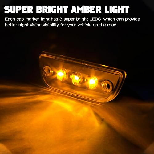 Miniatura 5 de Xotic Tech - Marcador de luz LED para techo de cabina de techo de cabina, compatible con Kenworth T680 2015-2017, T880 2015 (lente ámbar