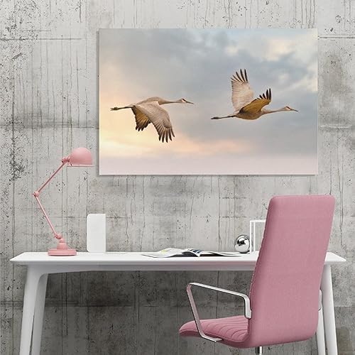 Miniatura 4 de Póster de lienzo con diseño de grúas voladoras de Sandhill Cranes para decoración de dormitorio, paisaje deportivo, oficina, habitación, regalo,