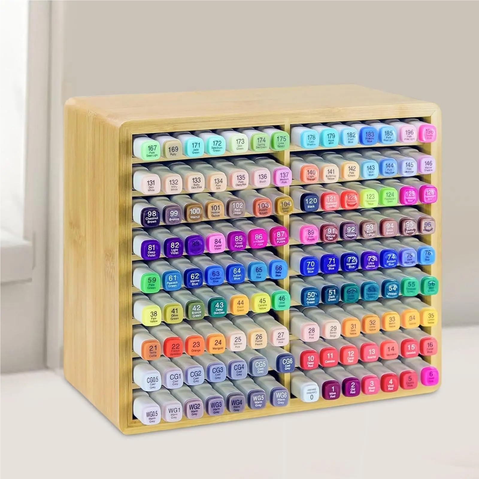 Bambus-Stifthalter Art Marker Organizer, tragbarer Pinsel-Aufbewahrungshalter for Klassenzimmer, Heimregale