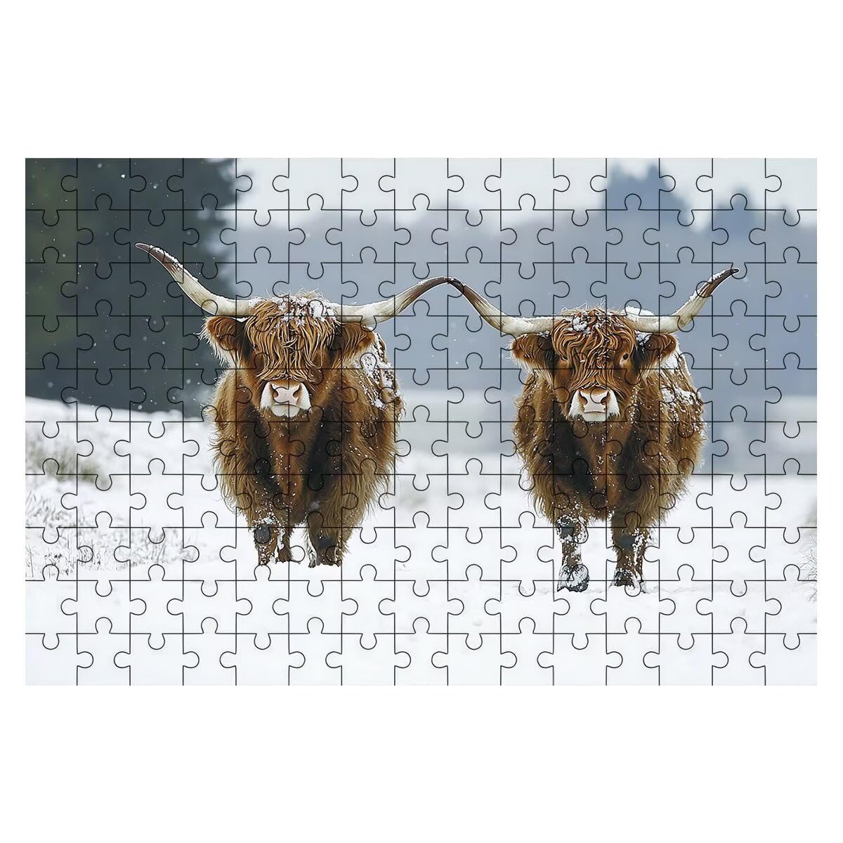Puzzle 1500 elementów krowa, puzzle ze śniegiem dla dorosłych, klasyczne puzzle gry edukacyjne do aktywności rodzinnej, najwyższej jakości drewniane puzzle z pudełkiem na prezent dla mężczyzn i kobiet