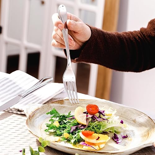 Miniatura 6 de HIKAA Wave Design - Juego de cubiertos de acero inoxidable artístico de 20 piezas con patrón Fibonacci, juego de cubiertos de acero inoxidable