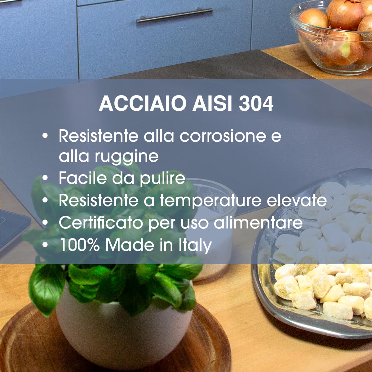 Oppaha - Spianatoia da Cucina in Acciaio Inox - Piano da Lavoro Compatto per Impastare - Superficie in AISI 304 - Tappetino Antiscivolo Incluso -56x30 cm