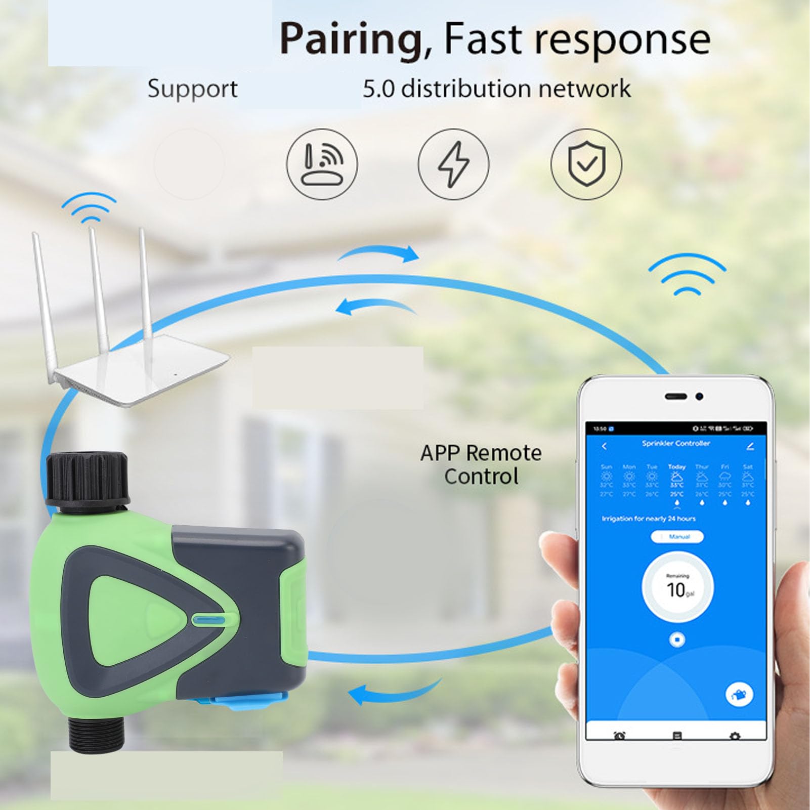 BRRNOO Timer 5 0 Controllo Irrigazione Automatica per Giardini e Prati 45m